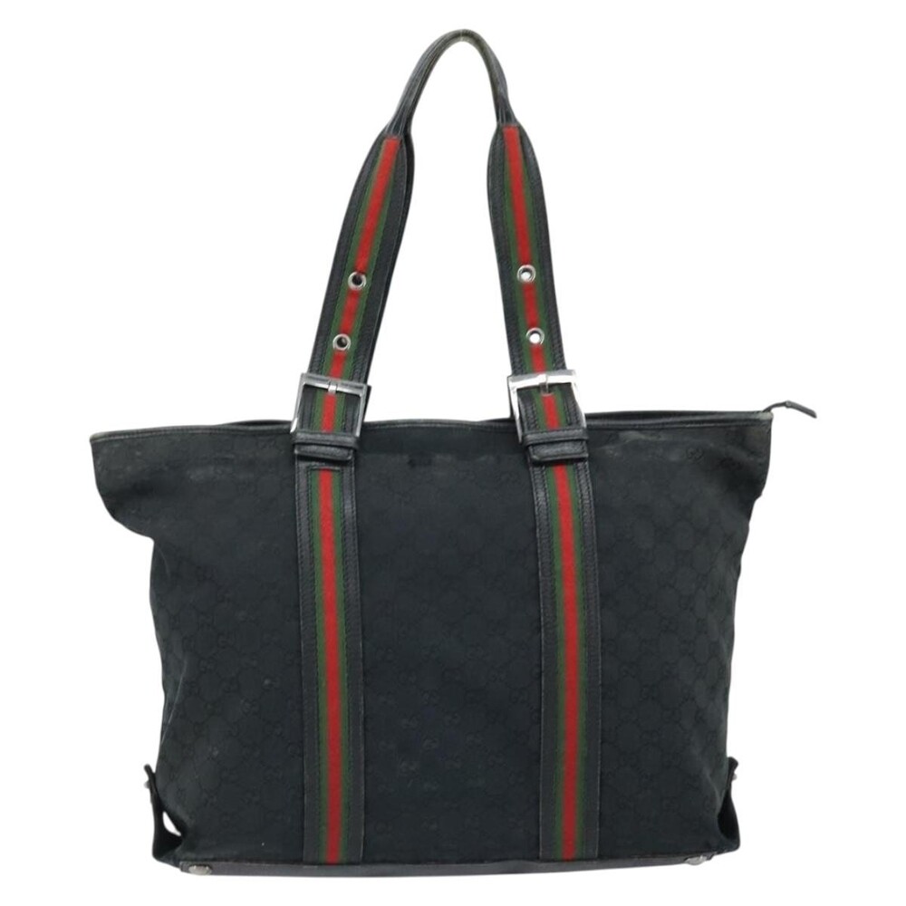 Gucci GG Canvas Web Tote Bag Black